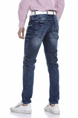 CD676 men Straight fit jeans with fashionable decorative stitching