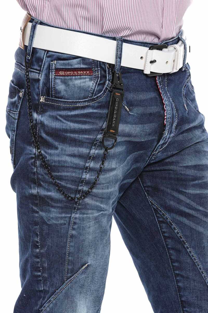 CD676 men Straight fit jeans with fashionable decorative stitching