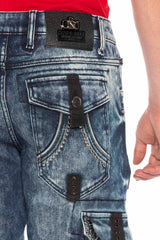 CD650 Men Straight Fit-Jeans with cool cargot bags