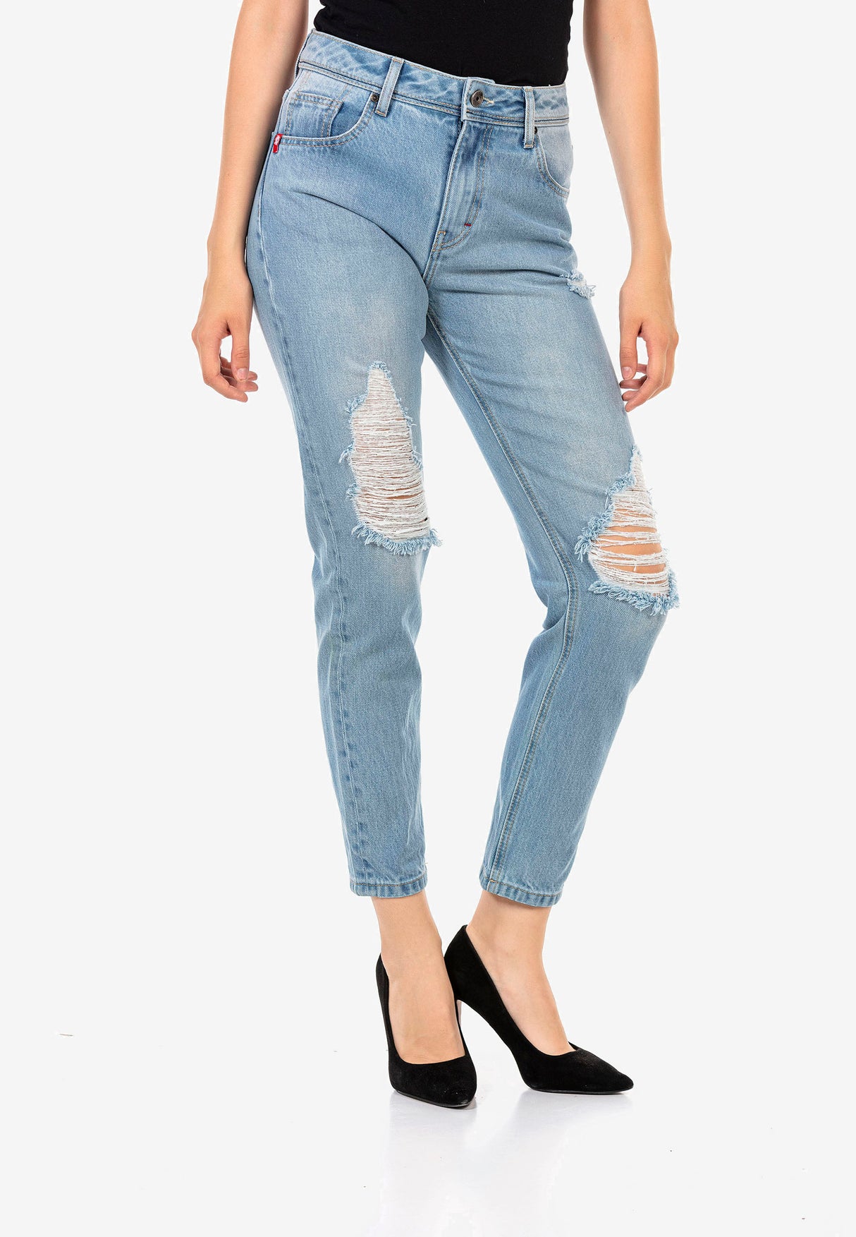  WD451 Jeans slim-fit desgastados para mujer