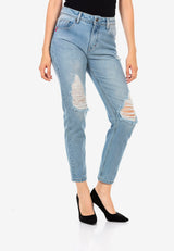 WD451 women Slim-Fit jeans with trendy destroyed parts