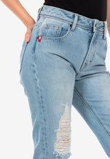 WD451 women Slim-Fit jeans with trendy destroyed parts