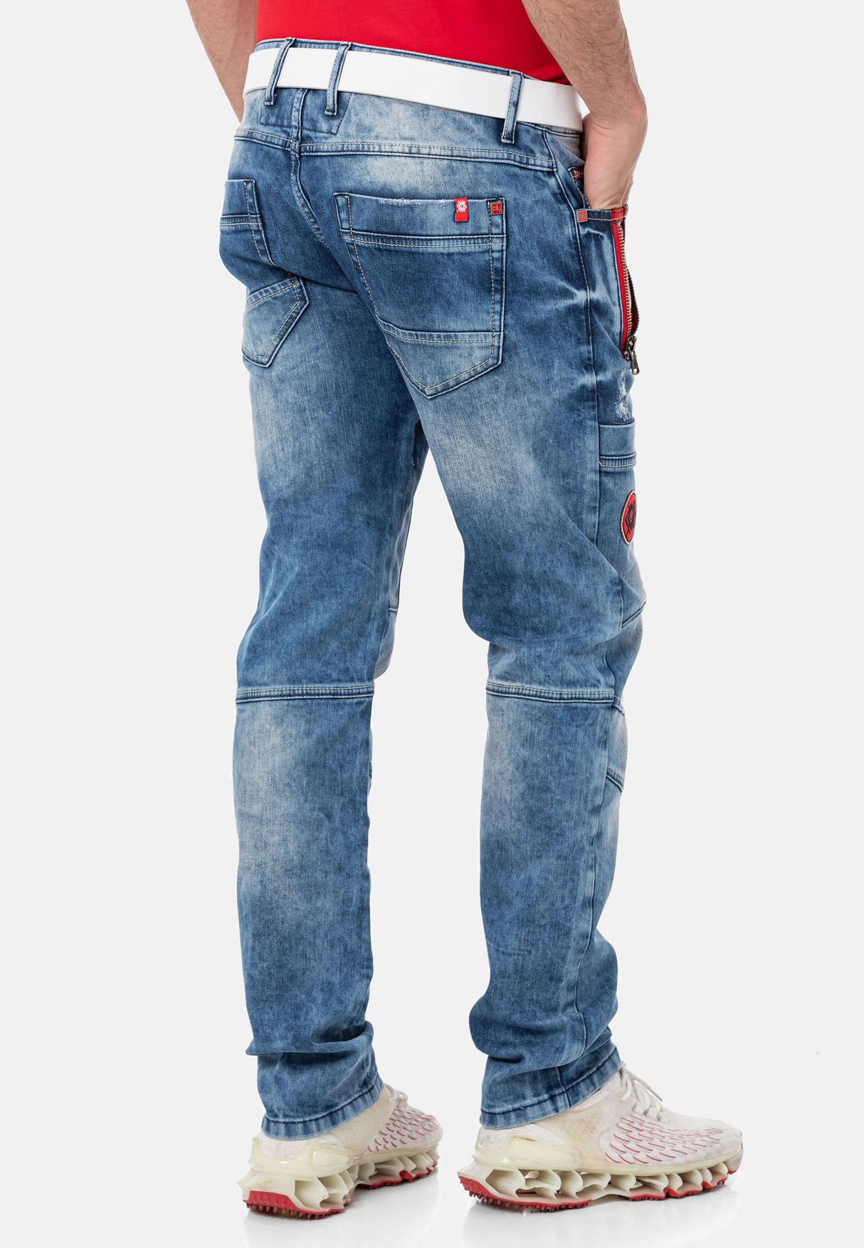 CD847 Herren Designer Jeanshose mit Kontrastfarbenen Details