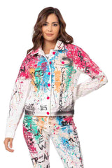 WJ196 kurtka damska z kolorowym wzorem