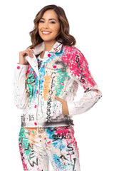 WJ196 kurtka damska z kolorowym wzorem