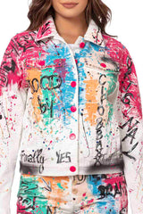 WJ196 kurtka damska z kolorowym wzorem