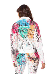 WJ196 kurtka damska z kolorowym wzorem