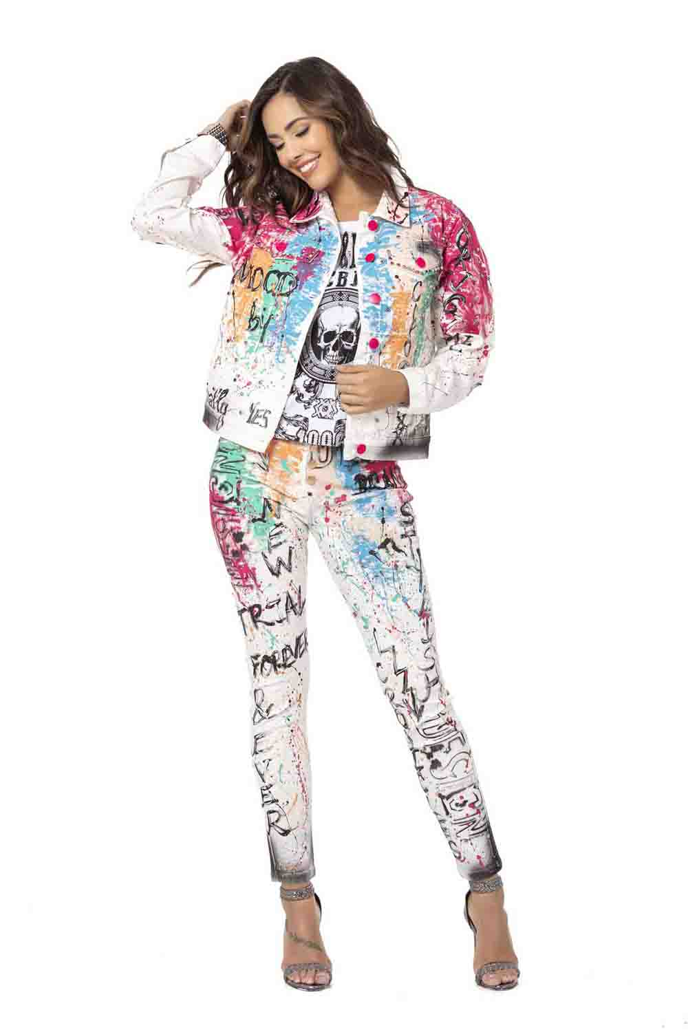 WJ196 kurtka damska z kolorowym wzorem