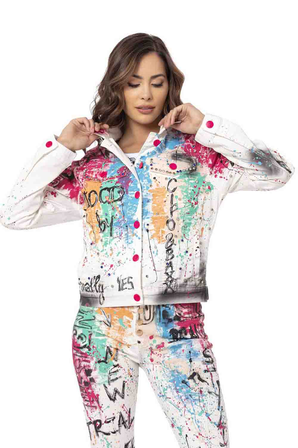 WJ196 kurtka damska z kolorowym wzorem