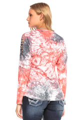 WL241 women long -sleeved shirt with small cutouts