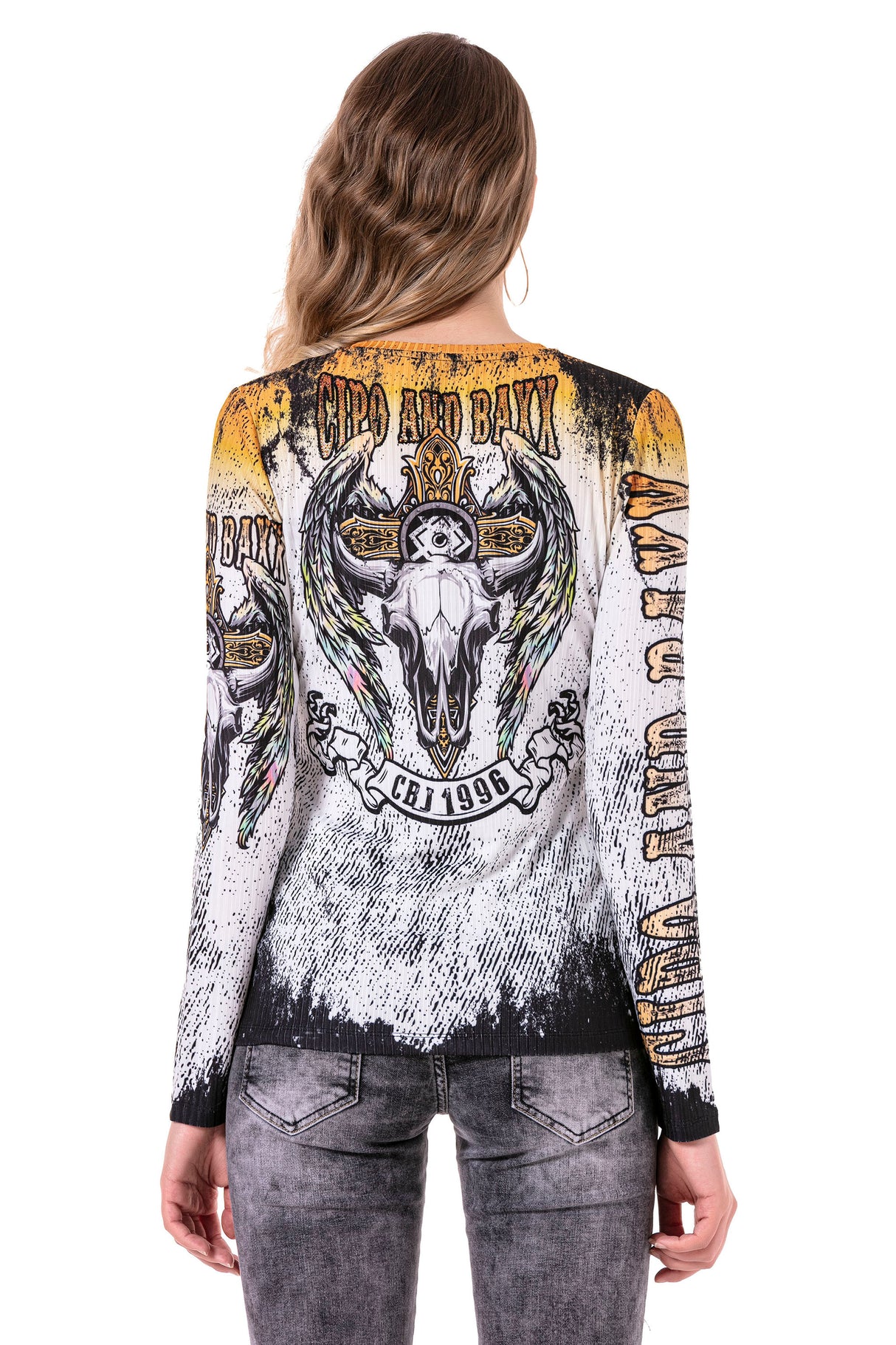 WL292 Women Long-sleeved shirt with cool front and back print