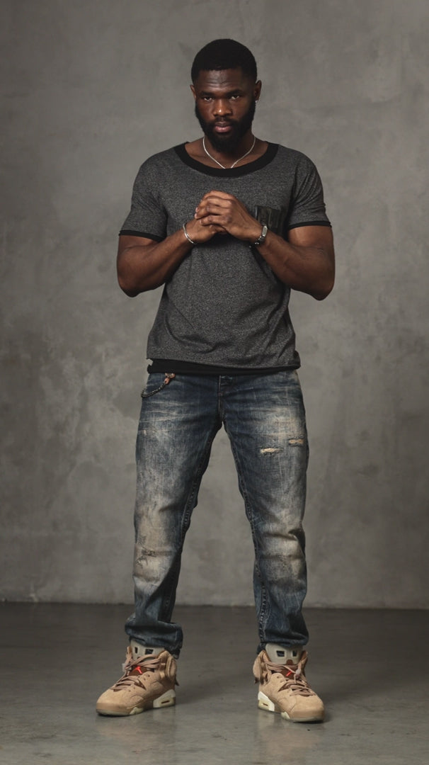 CD493 jeansy proste z efektem zniszczenia