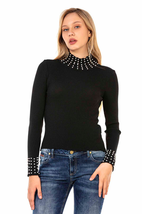 WP208 Women's turtleneck with fashionable pearls