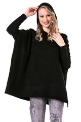 WP219 women hooded sweatshirt with lace inserts