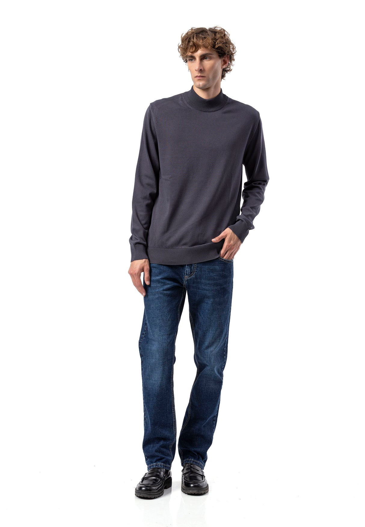 BP201 Sweter męski z kołnierzem stójką – Regular Fit