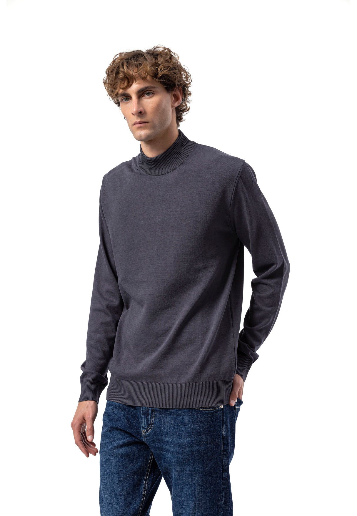 BP201 Sweter męski z kołnierzem stójką – Regular Fit