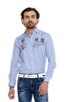 CH184 men's long -sleeved shirt with trendy embroidery