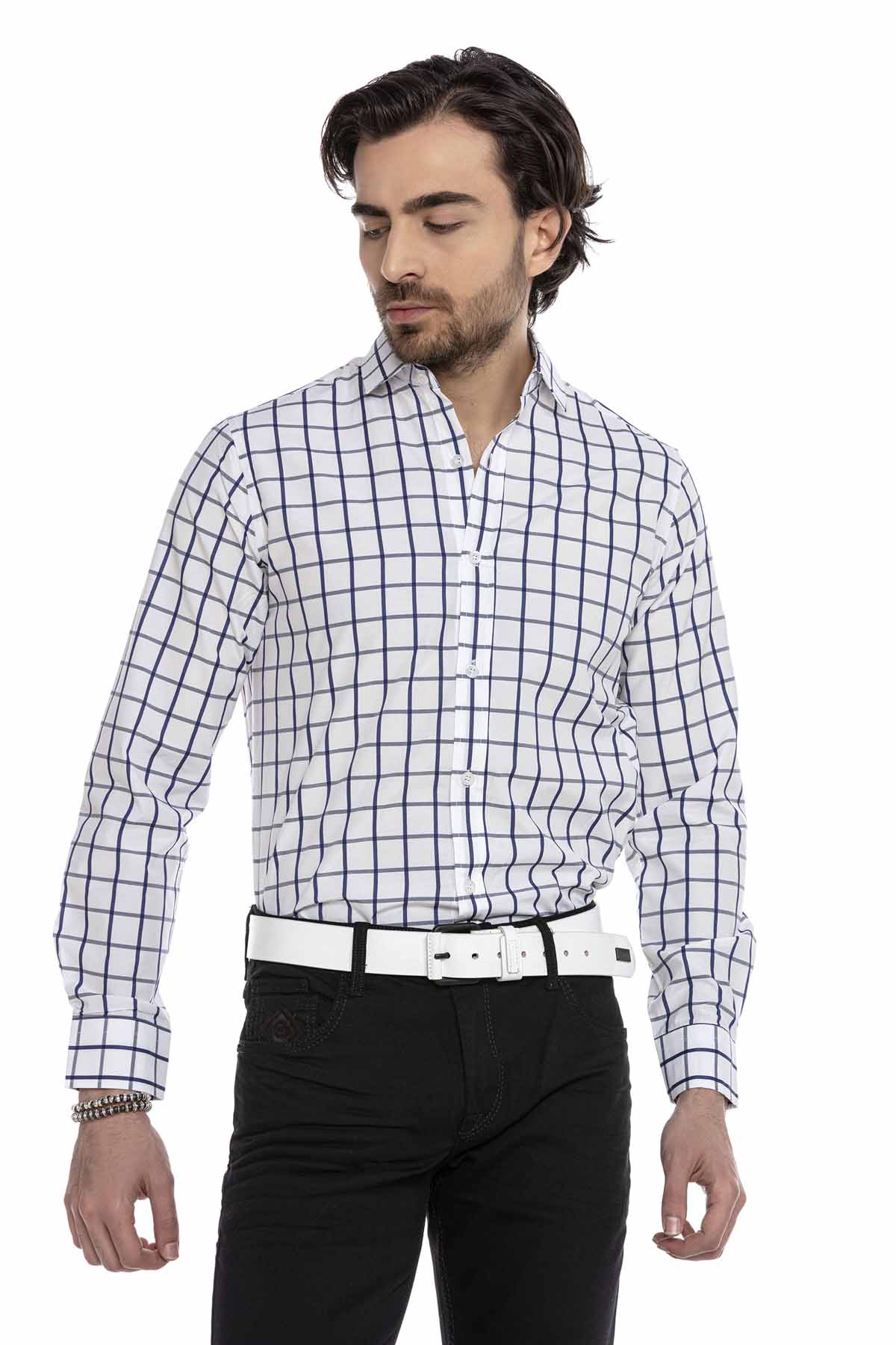 CH178 men's long -sleeved shirt in trendy carod design