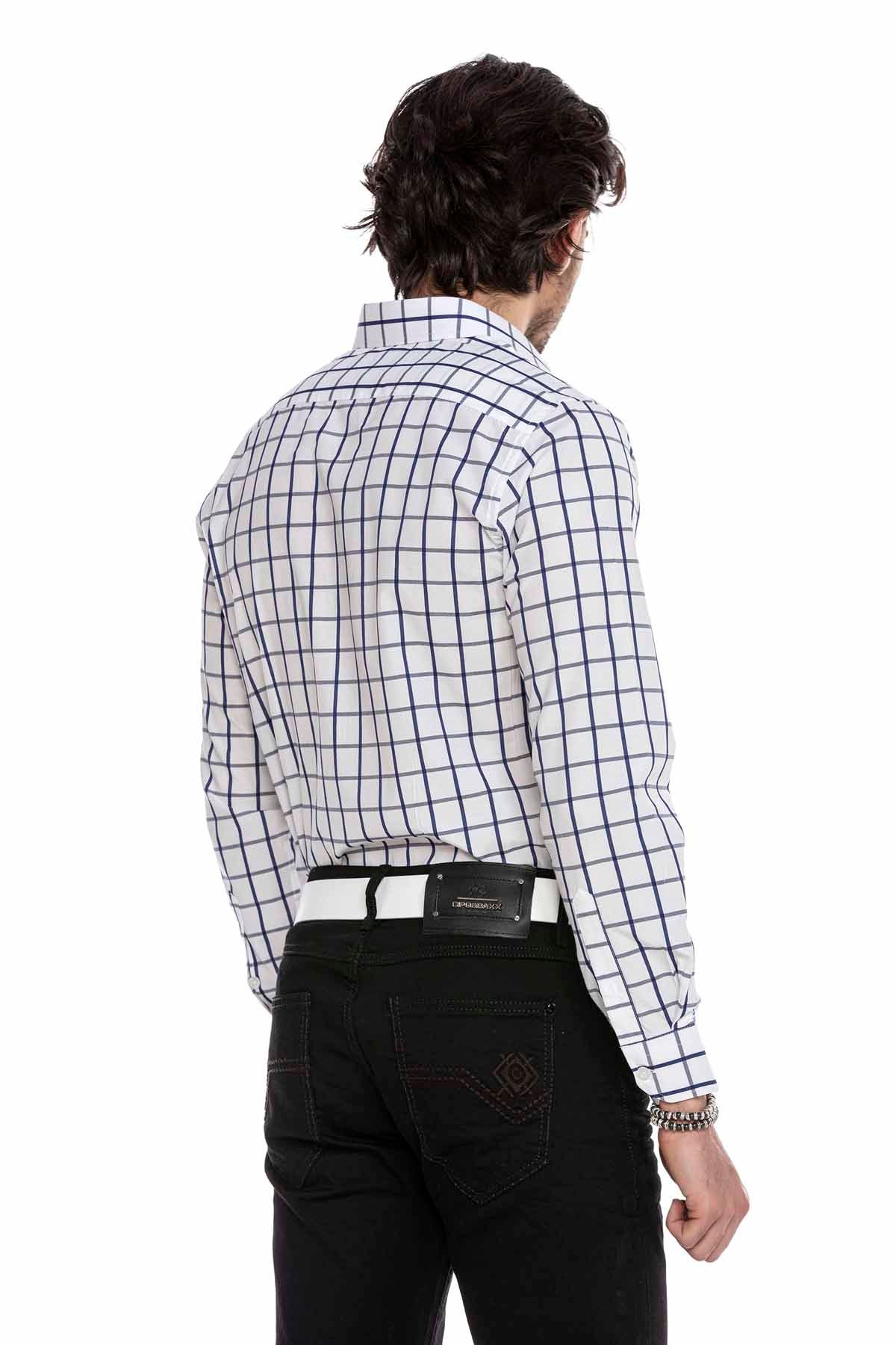 CH178 men's long -sleeved shirt in trendy carod design