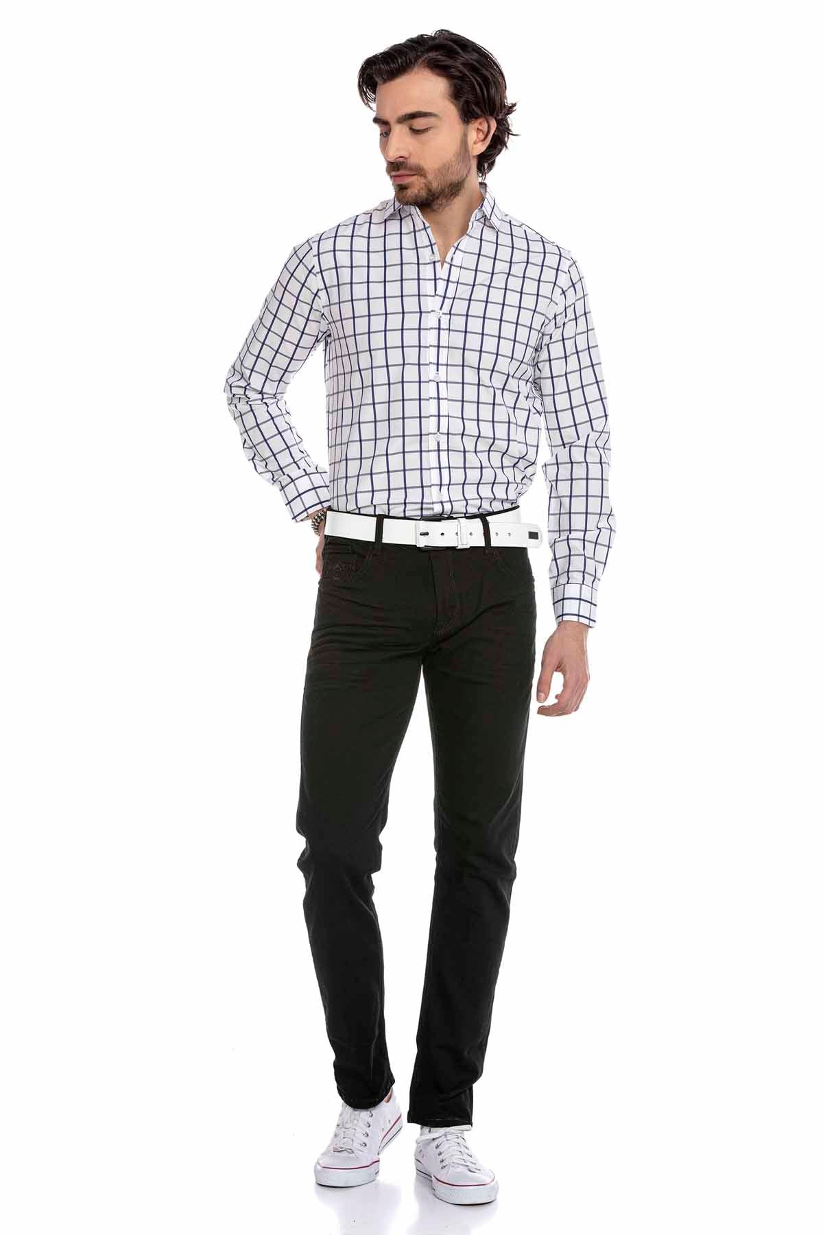 CH178 men's long -sleeved shirt in trendy carod design