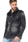 CH137 men's denim shirt with chain detail