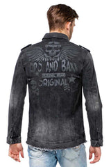 CH137 men's denim shirt with chain detail