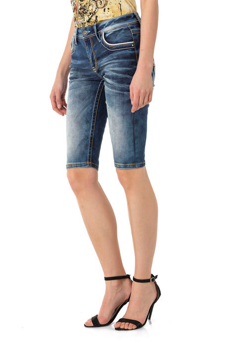 WK183 vrouwen Capri -shorts met contrast -gekleurde naden