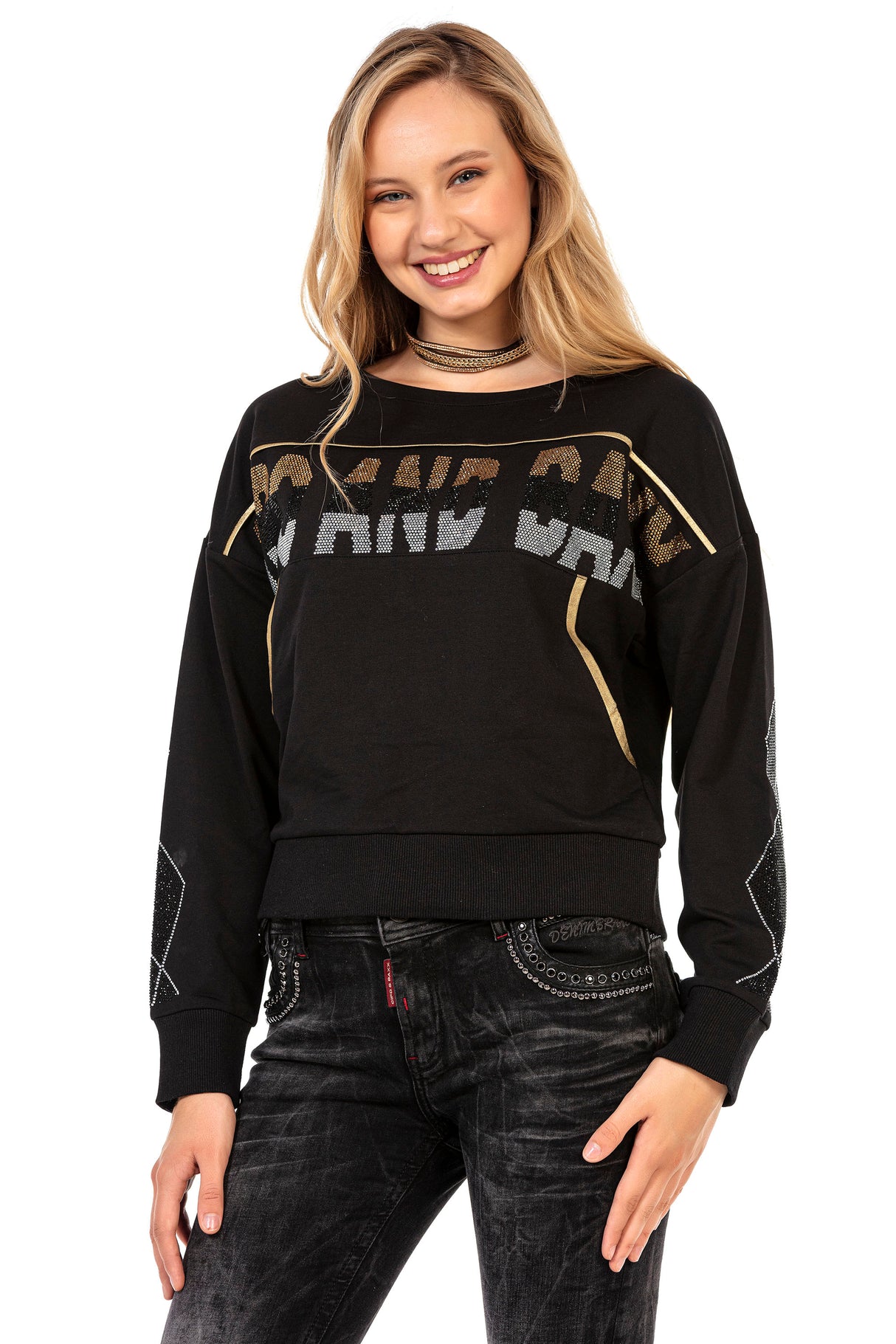 WL296 women sweatshirt with great glittering stones