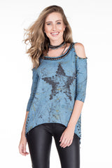 WL162 Camiseta de Mujer con Tachas