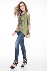 WL162 Camiseta de Mujer con Tachas