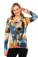 WL283 women long-sleeved shirt with a large skull print