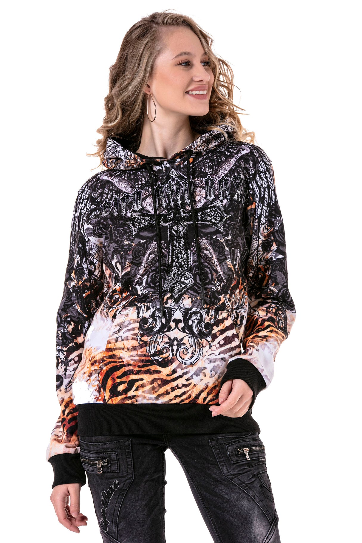 WL303 dames sweatshirt met capuchon met coole afdrukmotieven