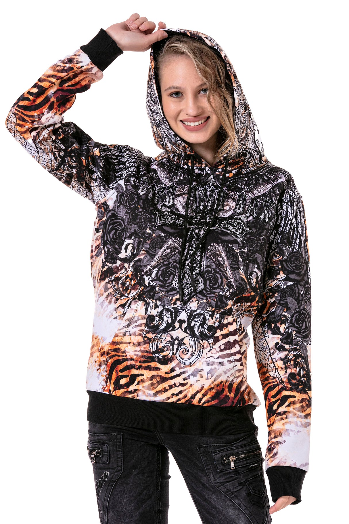 WL303 dames sweatshirt met capuchon met coole afdrukmotieven