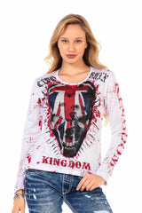 WL287 women long-sleeved shirt with a large skull print