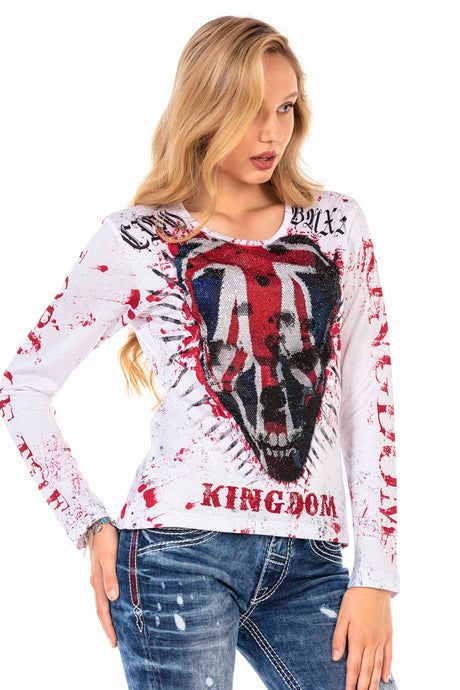 WL287 women long-sleeved shirt with a large skull print