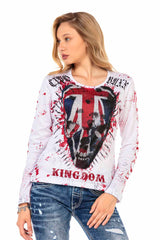 WL287 women long-sleeved shirt with a large skull print