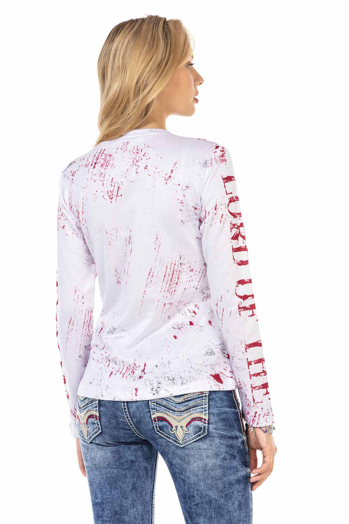 WL287 women long-sleeved shirt with a large skull print