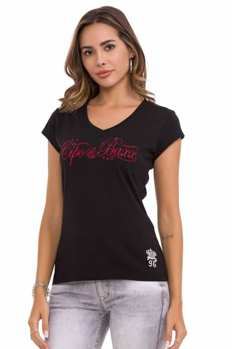 WT338 Women T-shirt met glanzende strass