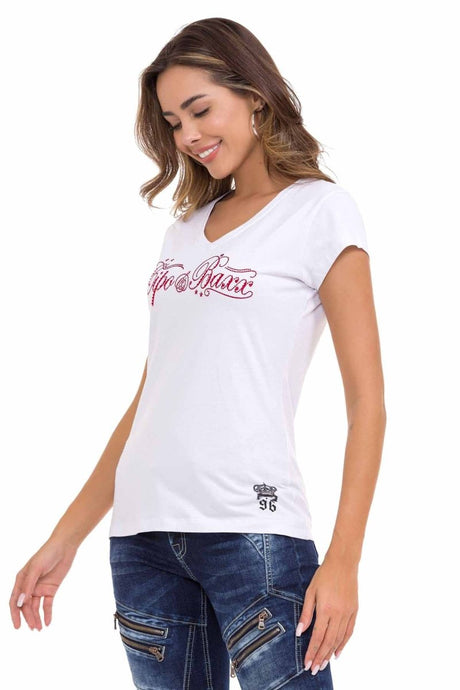 WT338 Damen T-Shirt mit glänzenden Strasssteinen