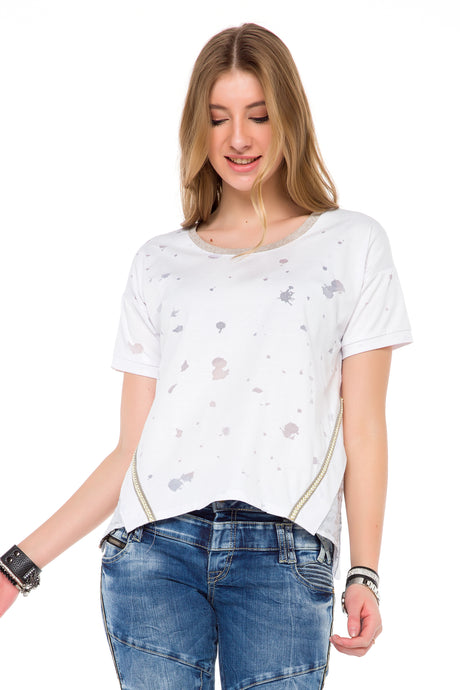 WT246 Women's Splatter Look T-Shirt