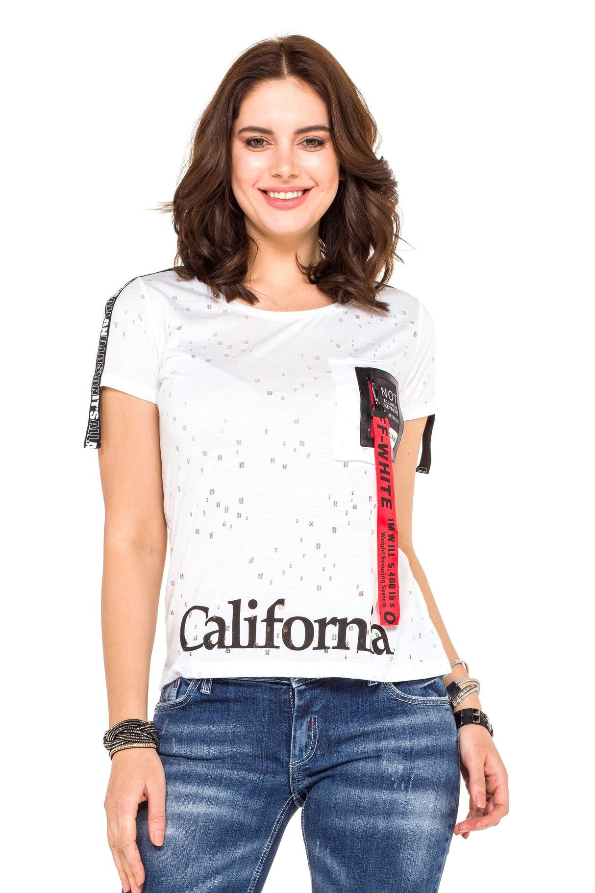 WT255 women's t-shirt with trendy fringes