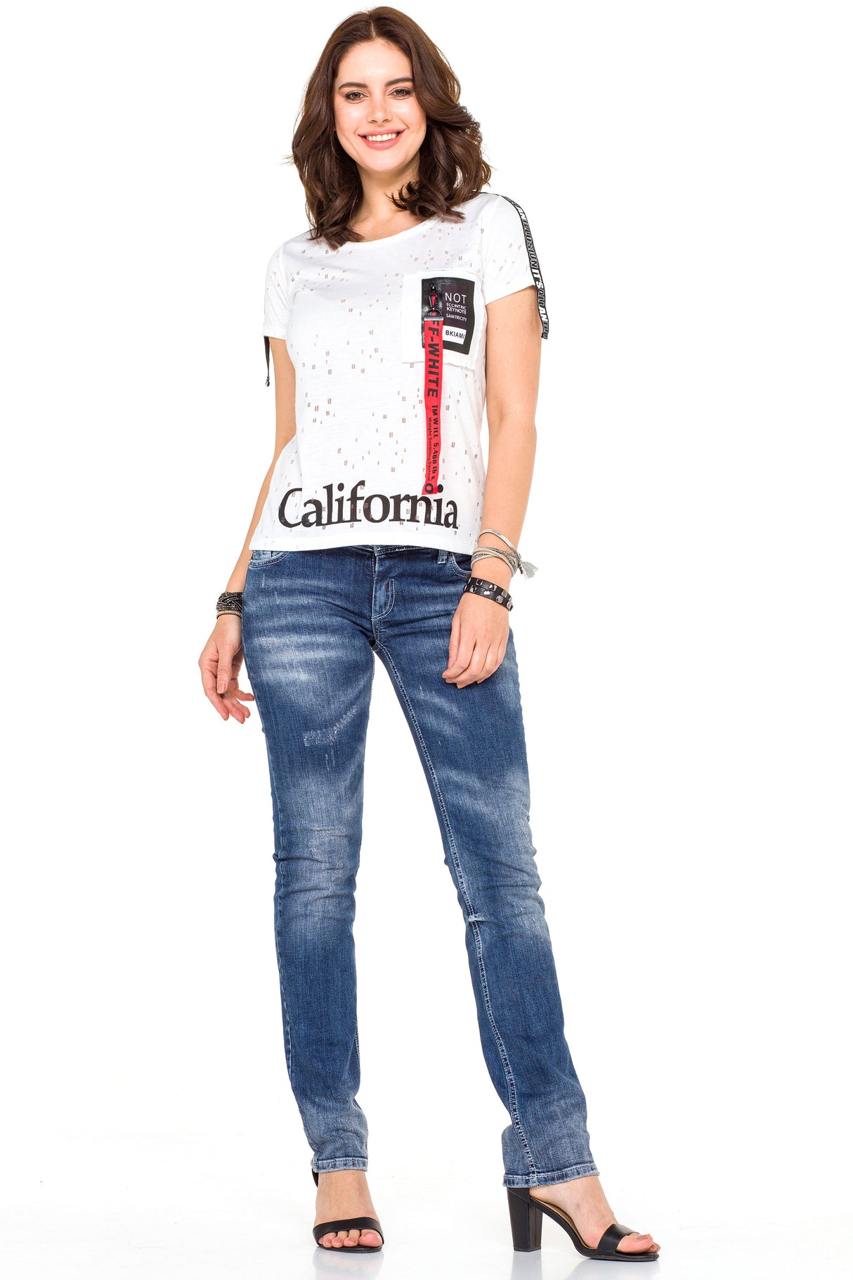 WT255 Camiseta  para mujer con rayas