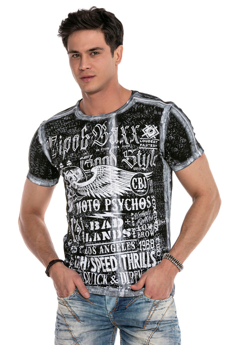 CT657 t-shirt męski z super wzorem w stylu motocyklowym