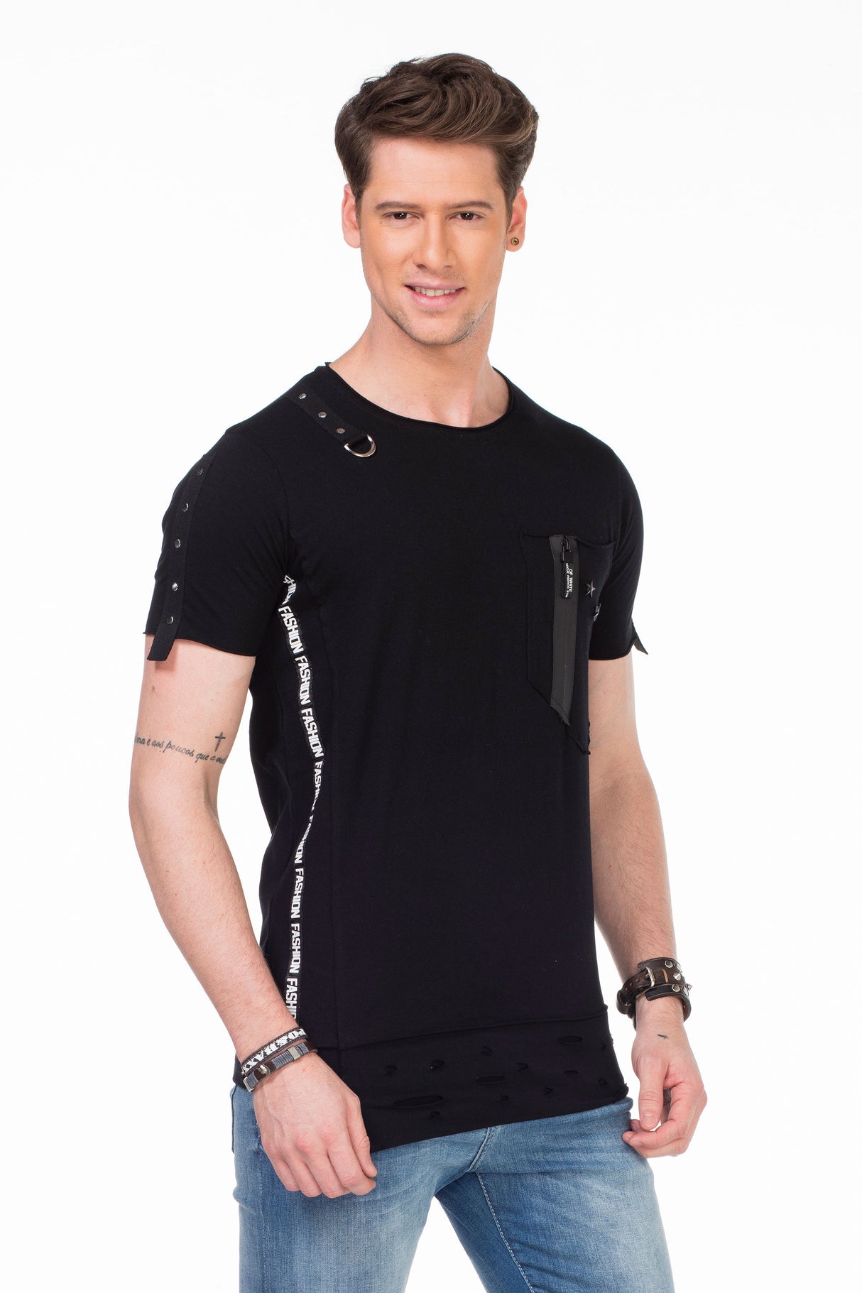 CT366 T-shirt da Uomo con Elementi di Design