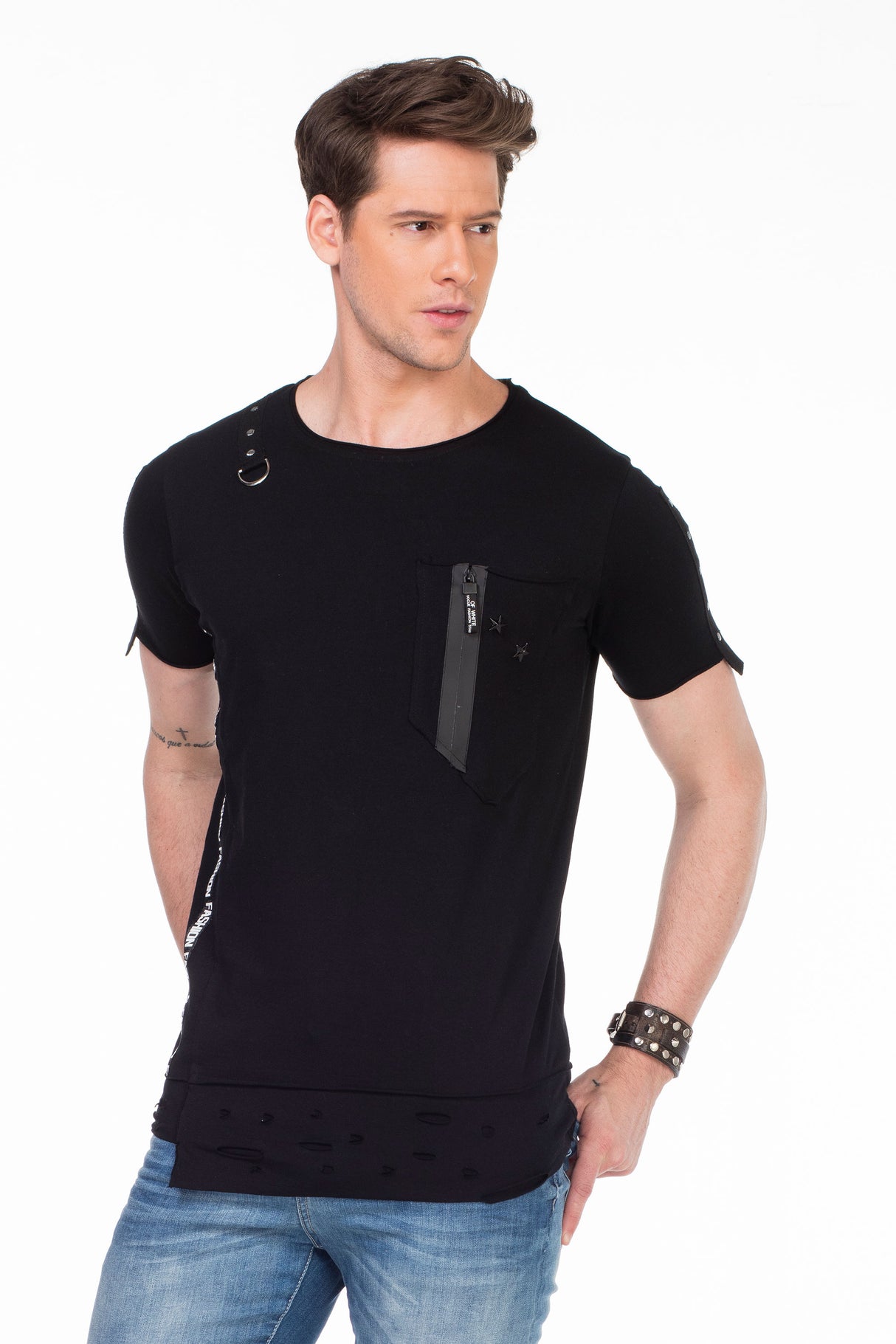 CT366 T-shirt da Uomo con Elementi di Design