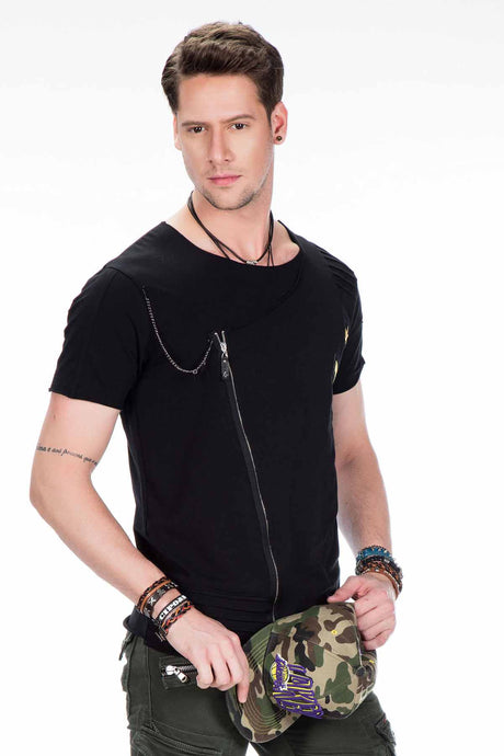 CT367 T-shirt da Uomo con Dettaglio a Zip