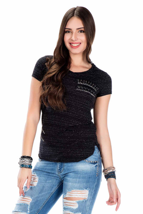 WT204  Camiseta para mujer con aplicaciones brillantes