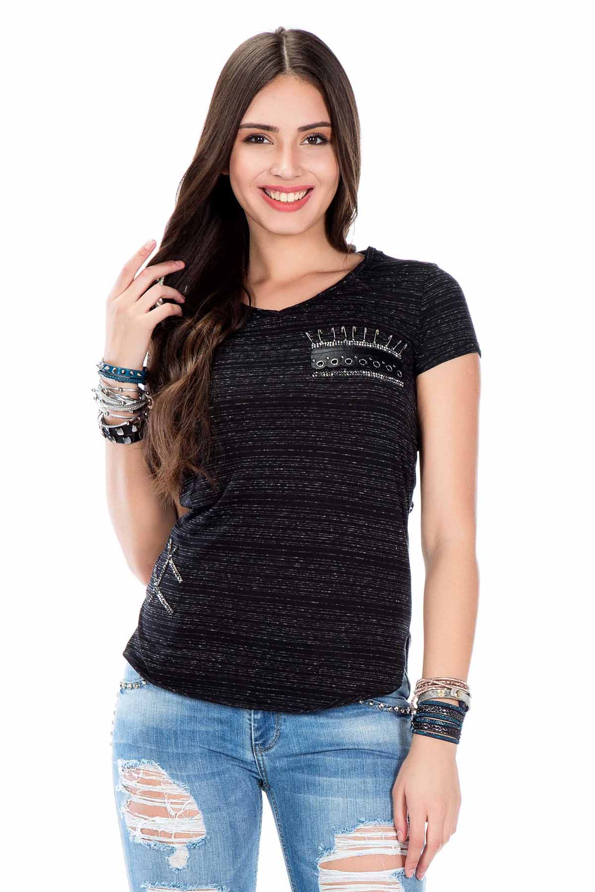 WT204 ladies t-shirt with glittery applications