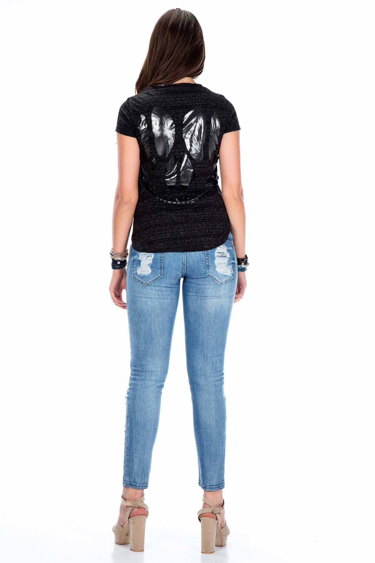 WT204 T-shirt donna con strass