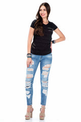 WT204 T-shirt donna con strass